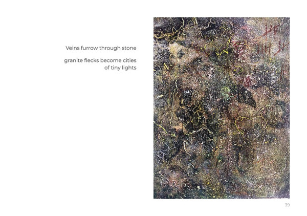 A painting by Frances Staniforth alongside words by Kirsteen McNish, as featured in the 'Flow' zine published by The Dartmoor Collective